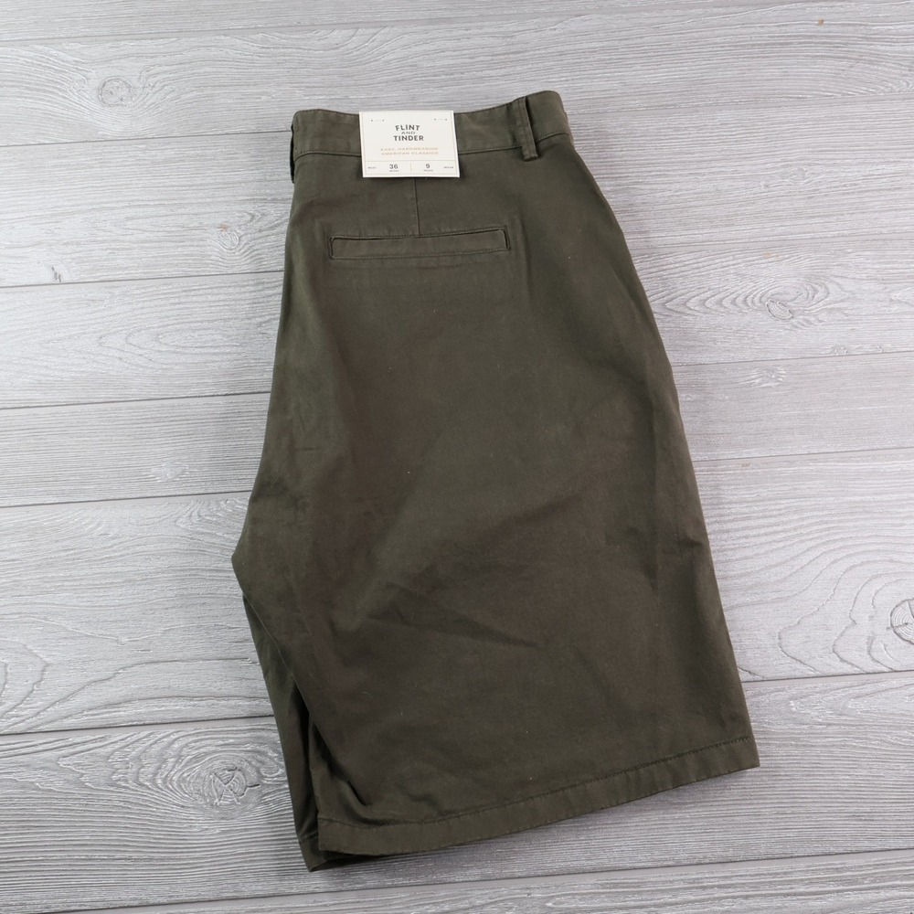NWT Flint & Tinder 365 Shorts Men's 36 Olive Green 9" Cotton Stretch